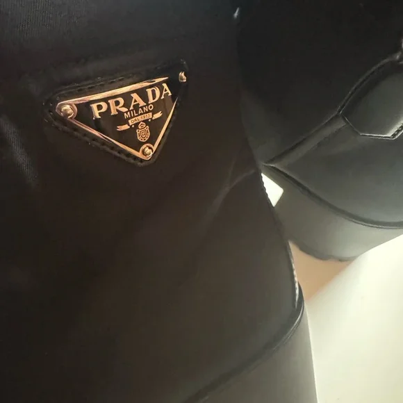 Prada Women's Brixxen Black Lace-Up Combat Boots - Picture 11 of 14